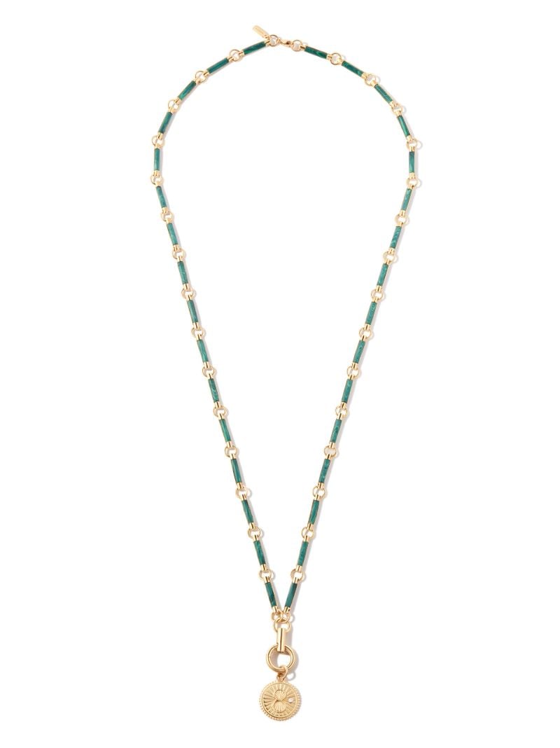 18k Yellow Gold Malachite Karma Pendant Necklace