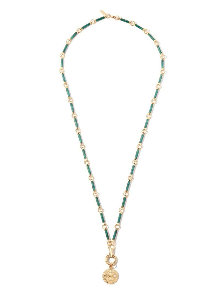18k Yellow Gold Malachite Karma Pendant Necklace