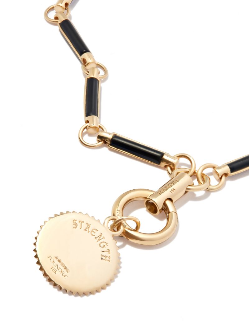 18k Yellow Gold Onyx Strength Pendant Necklace