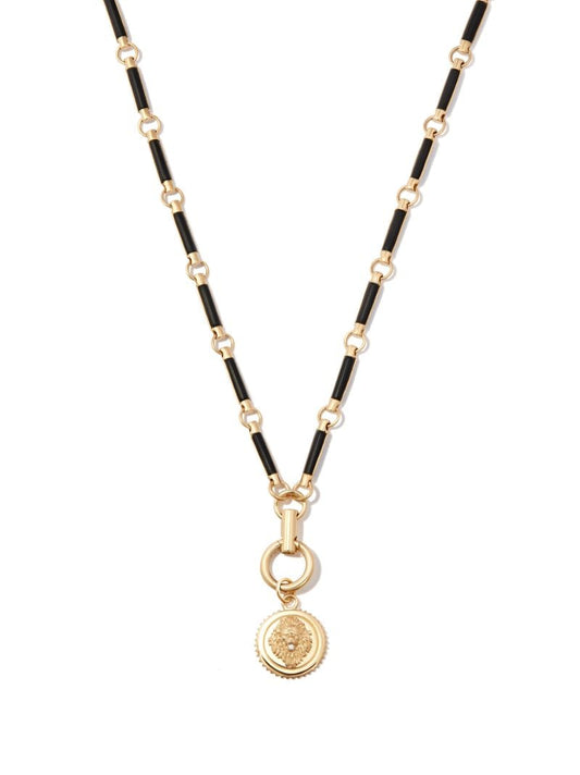18k Yellow Gold Onyx Strength Pendant Necklace