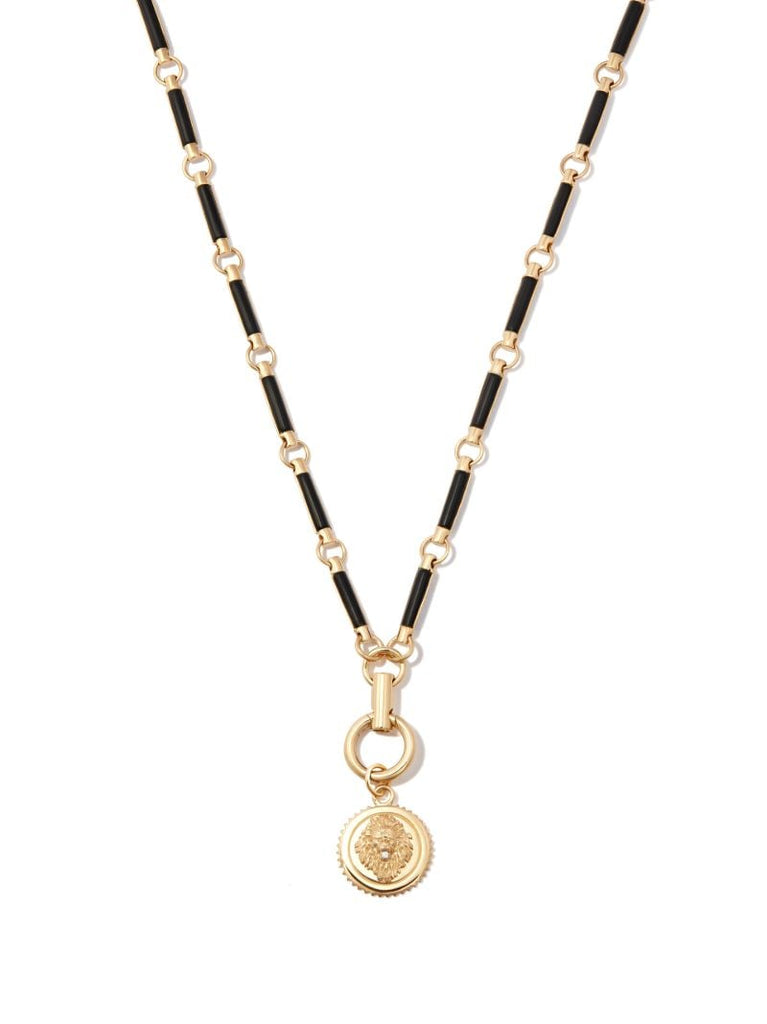 18k Yellow Gold Onyx Strength Pendant Necklace