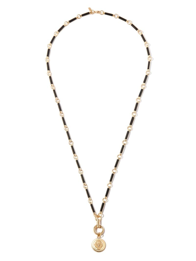 18k Yellow Gold Onyx Strength Pendant Necklace