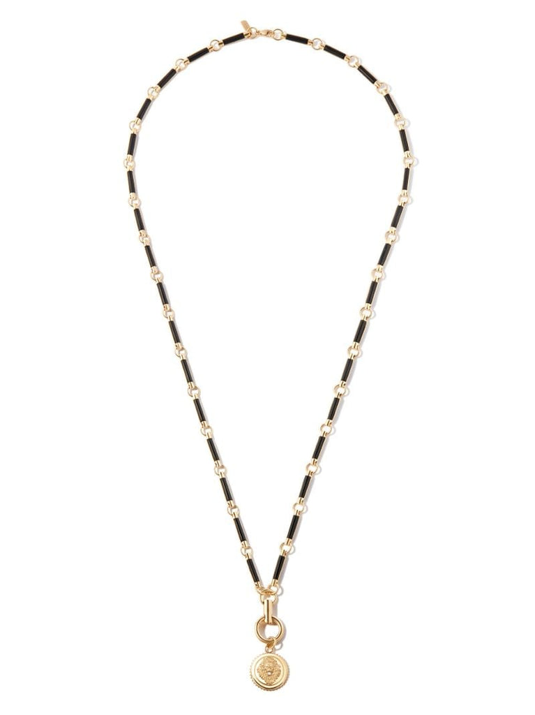 18k Yellow Gold Onyx Strength Pendant Necklace