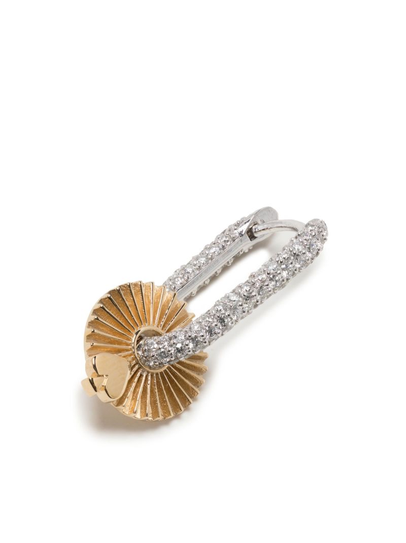 18k White Gold Spade Disc Single Diamond Earring