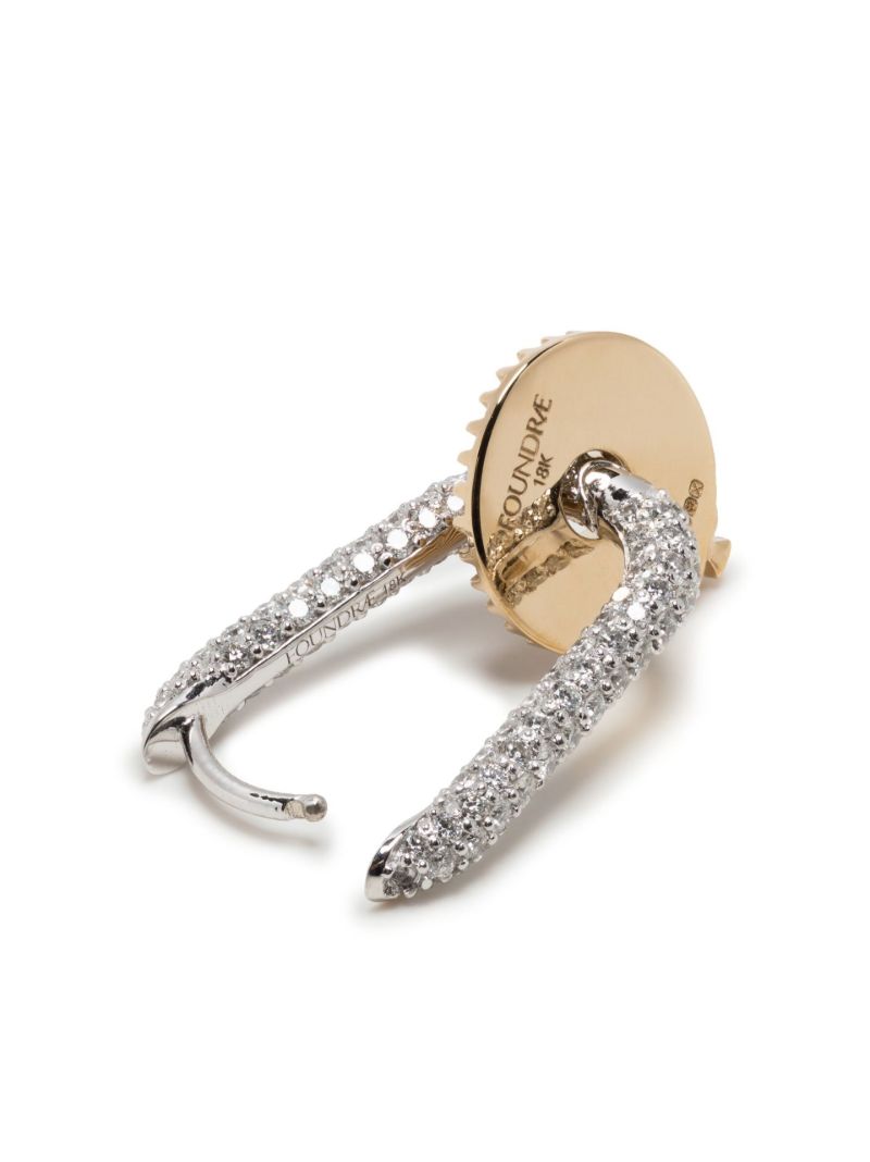 18k White Gold Spade Disc Single Diamond Earring