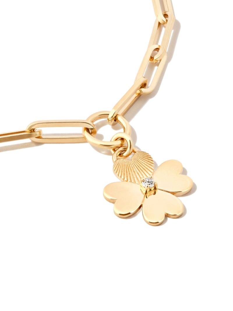 18k Yellow Gold Four Heart Clover Bracelet
