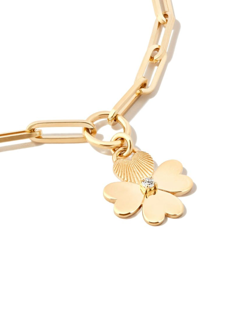 18k Yellow Gold Four Heart Clover Bracelet