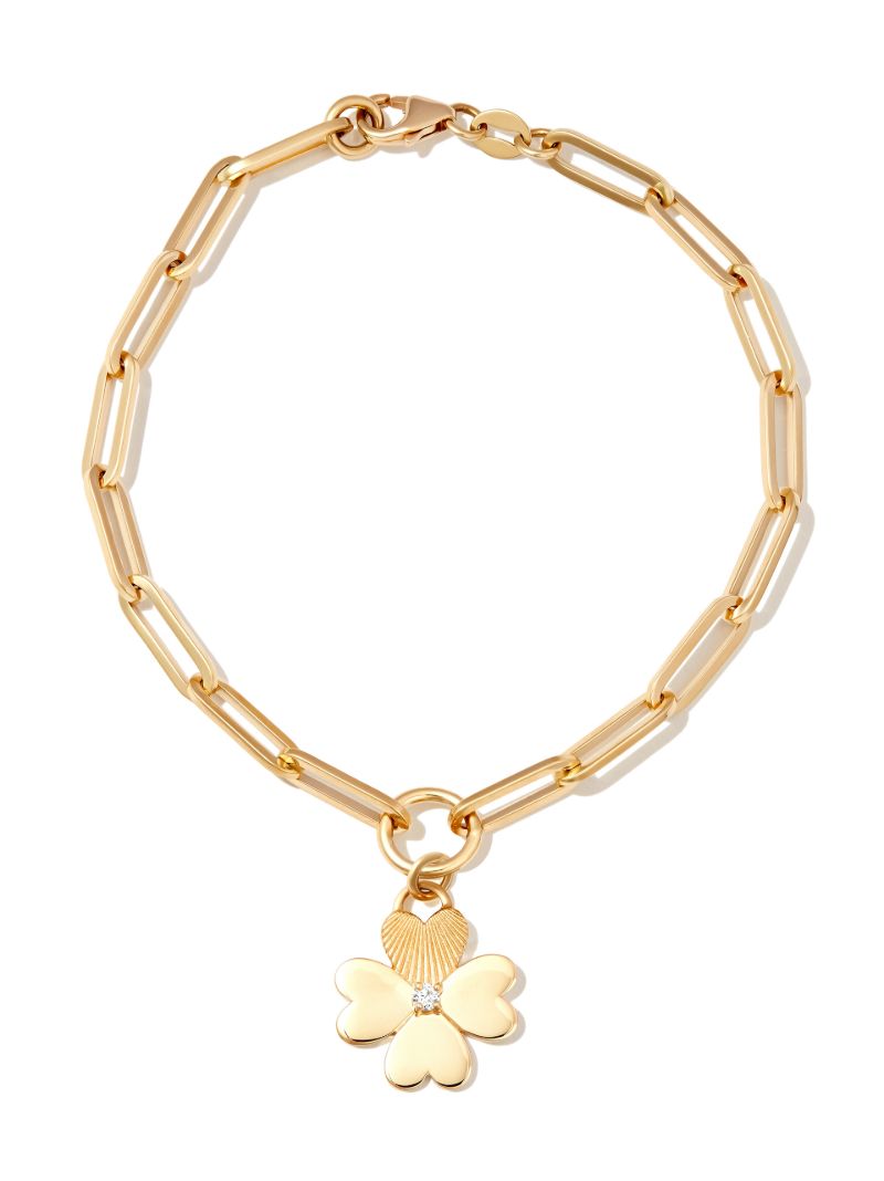 18k Yellow Gold Four Heart Clover Bracelet