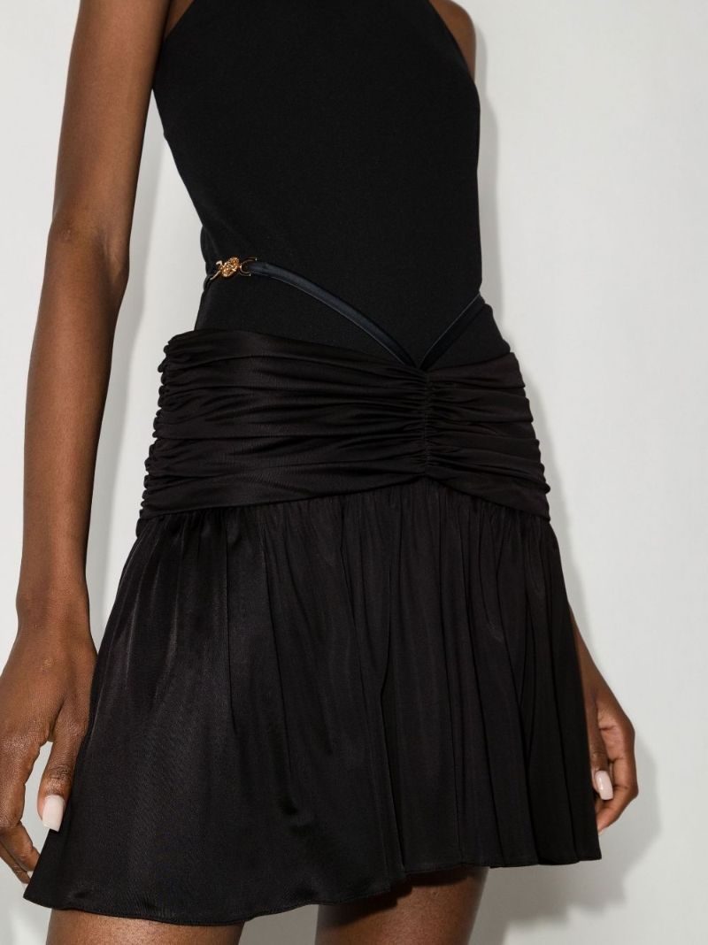 Black Medusa Strap Ruched Mini Skirt