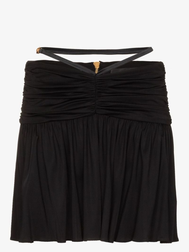 Black Medusa Strap Ruched Mini Skirt