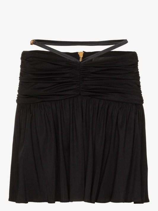 Black Medusa Strap Ruched Mini Skirt