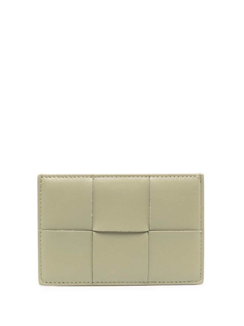Green Intreccio Leather Card Case