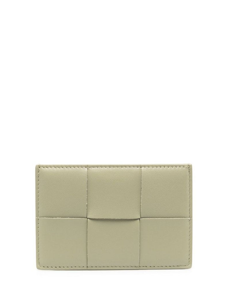 Green Intreccio Leather Card Case