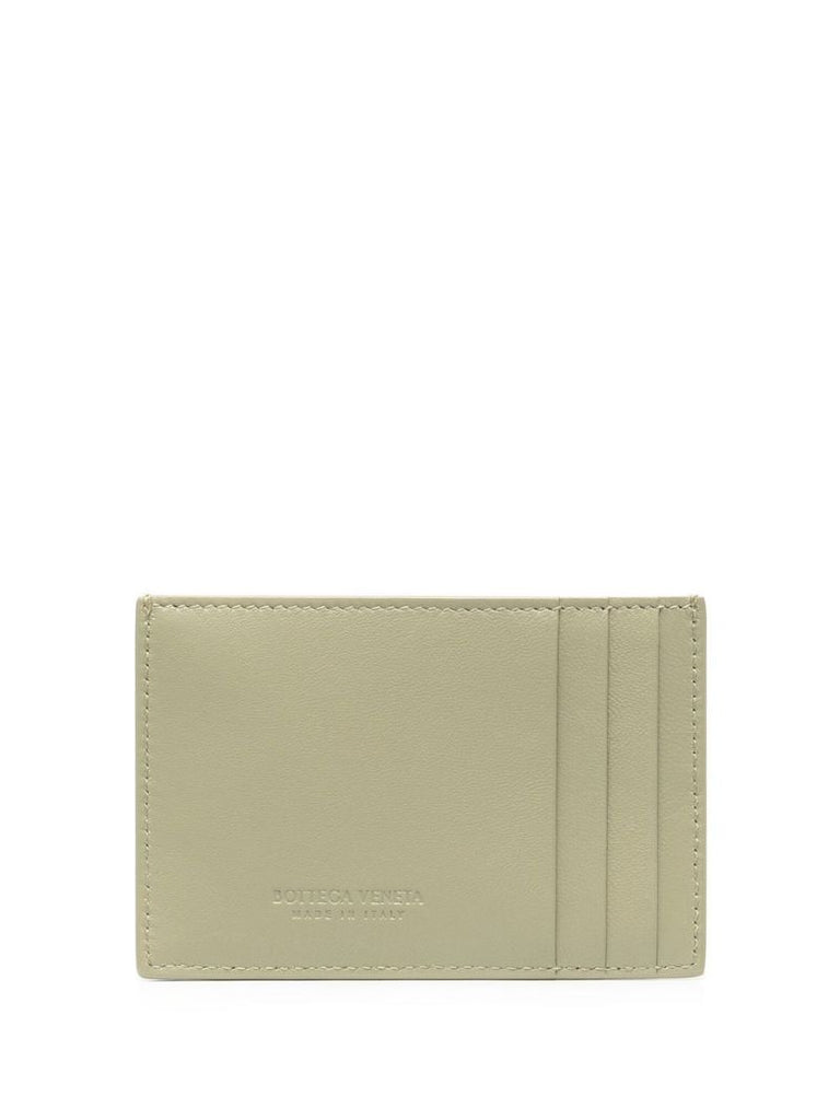 Green Intreccio Leather Card Case