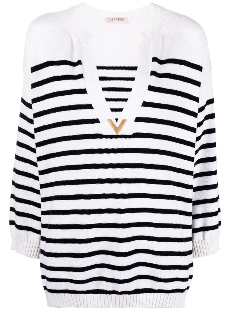 White Striped Long Sleeve Top