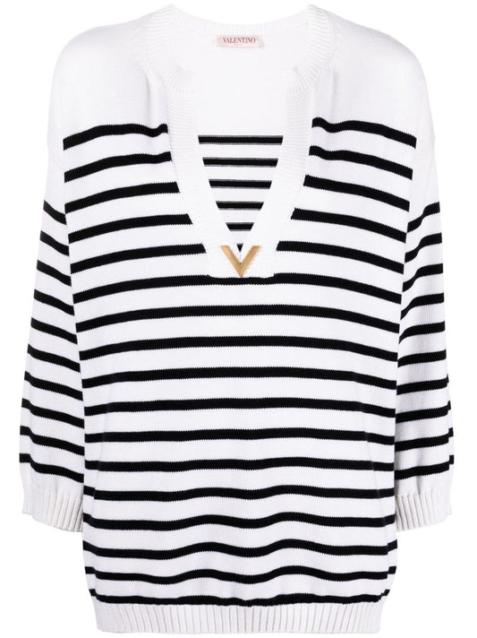 White Striped Long Sleeve Top