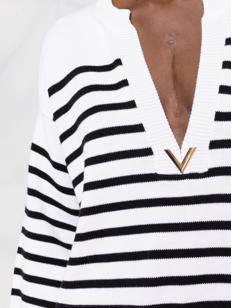 White Striped Long Sleeve Top