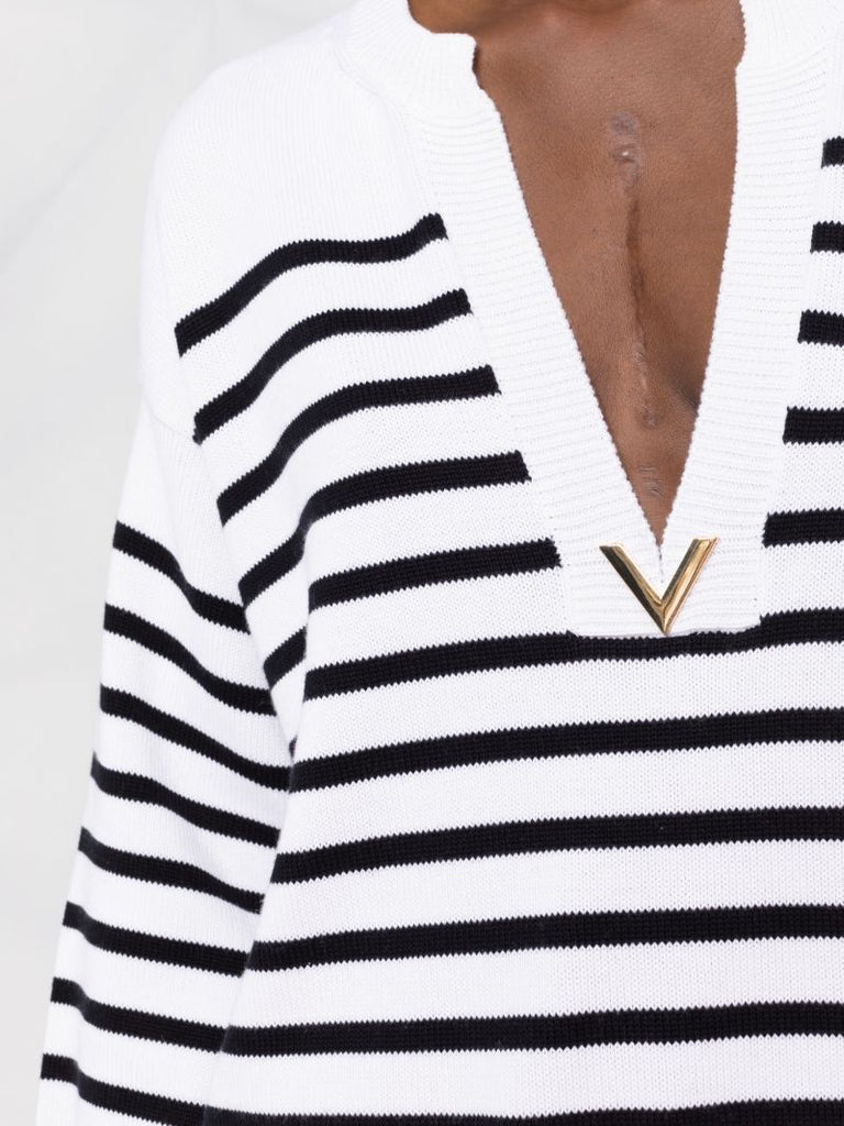 White Striped Long Sleeve Top