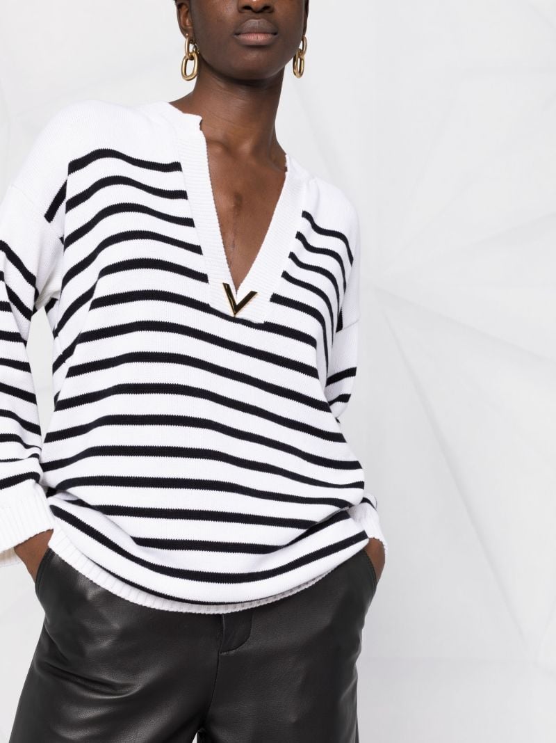 White Striped Long Sleeve Top