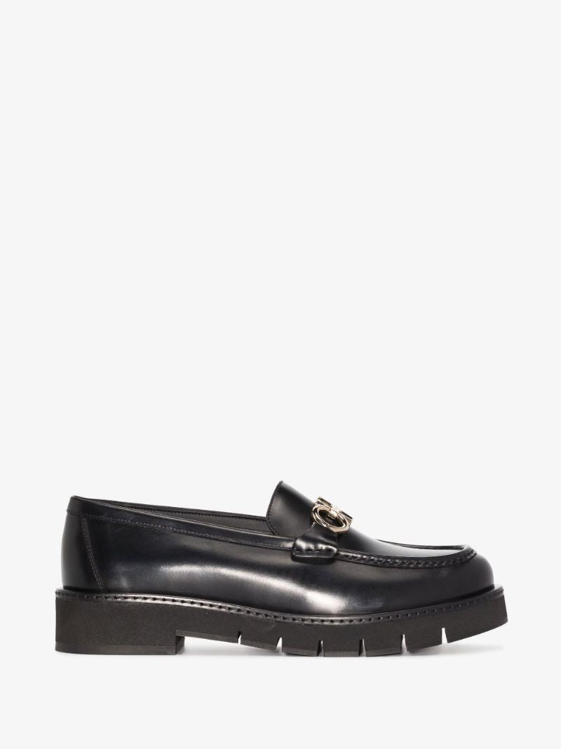 Black Rolo 20 Gancini Leather Loafers