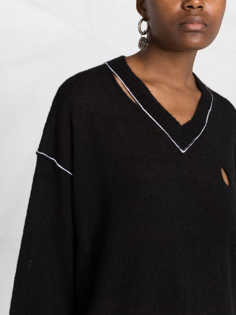 Black Distressed Knit Sweater Dress