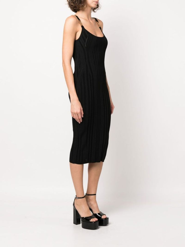 Black Medusa Knit Midi Dress