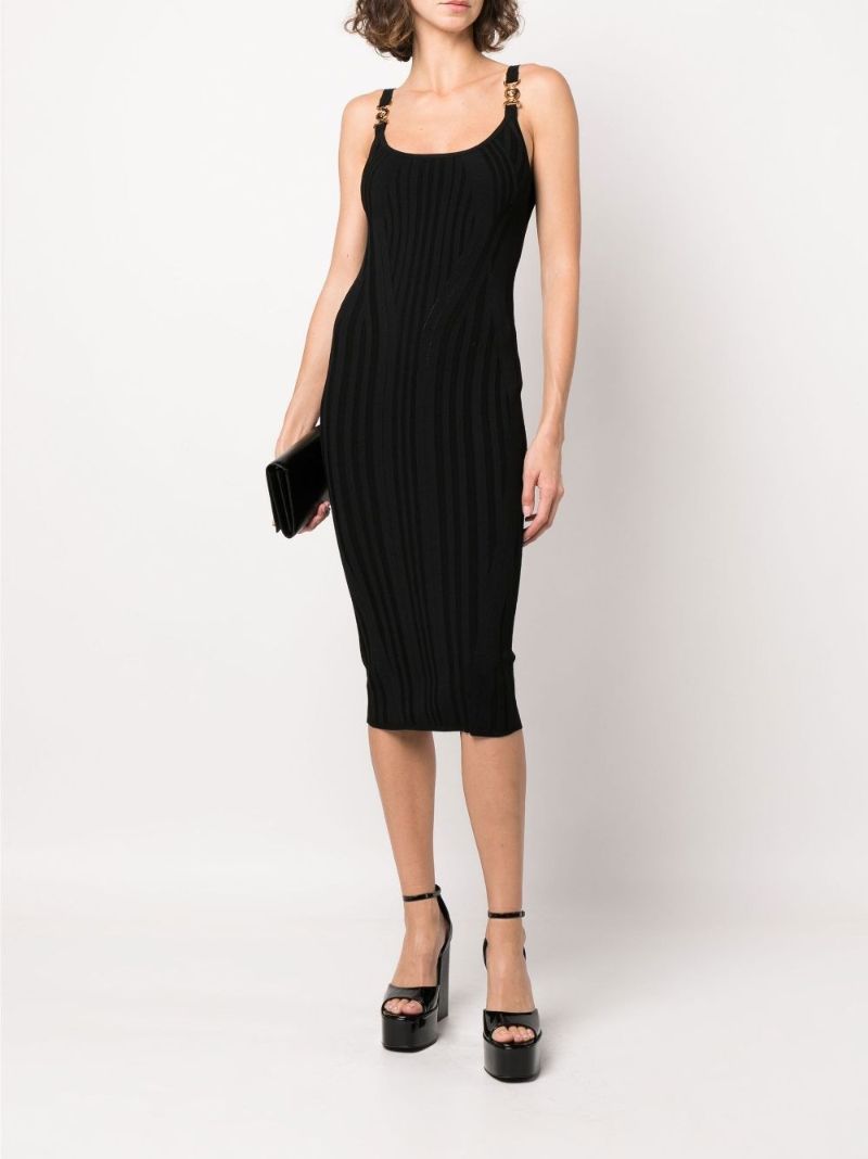 Black Medusa Knit Midi Dress