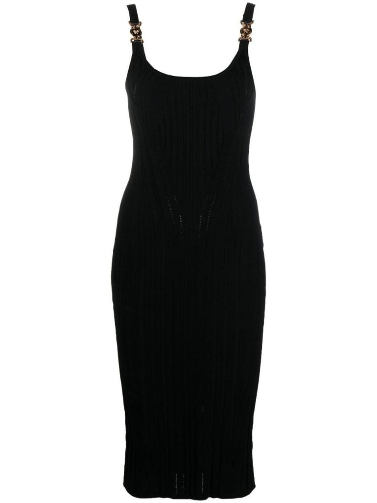 Black Medusa Knit Midi Dress