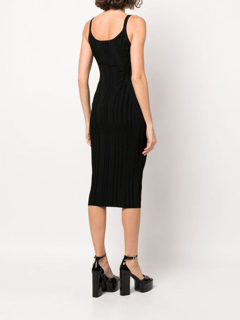 Black Medusa Knit Midi Dress
