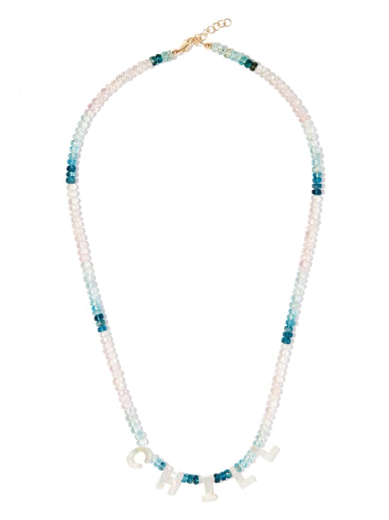 9k Yellow Gold Chill Aquamarine and Mother-of-pearl Necklace