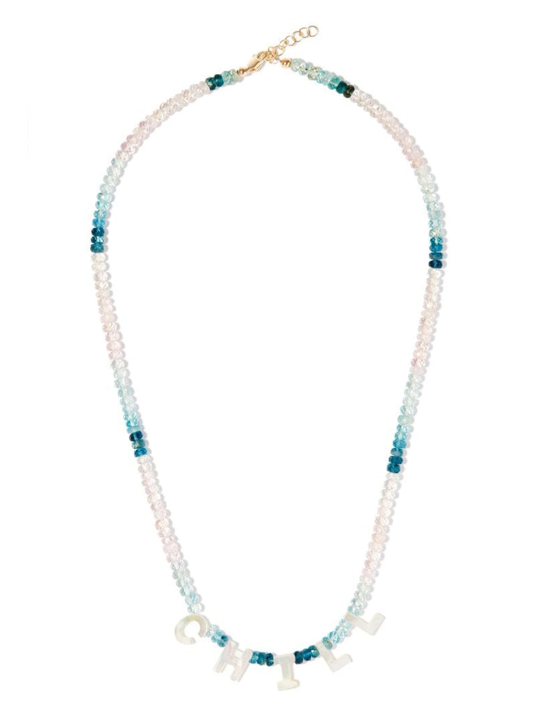 9k Yellow Gold Chill Aquamarine and Mother-of-pearl Necklace