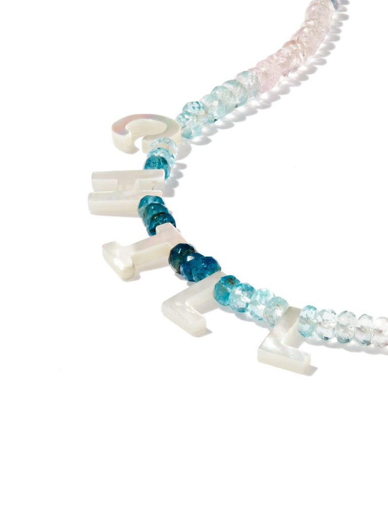 9k Yellow Gold Chill Aquamarine and Mother-of-pearl Necklace
