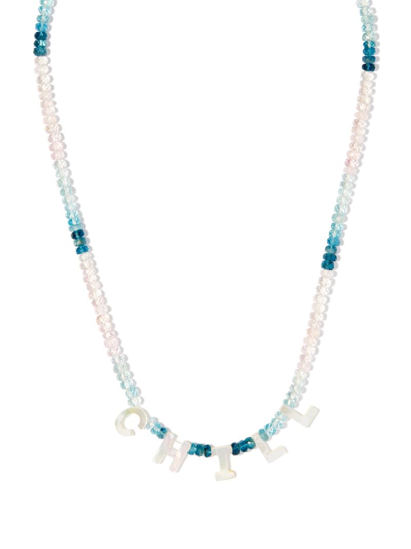 9k Yellow Gold Chill Aquamarine and Mother-of-pearl Necklace