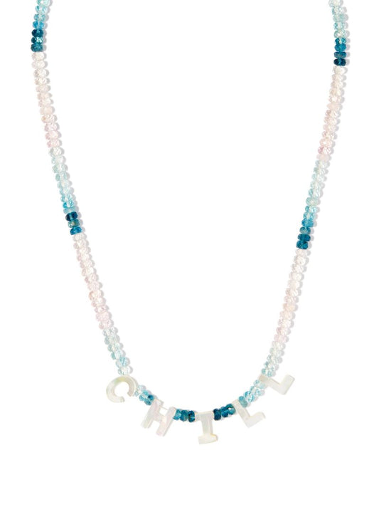 9k Yellow Gold Chill Aquamarine and Mother-of-pearl Necklace