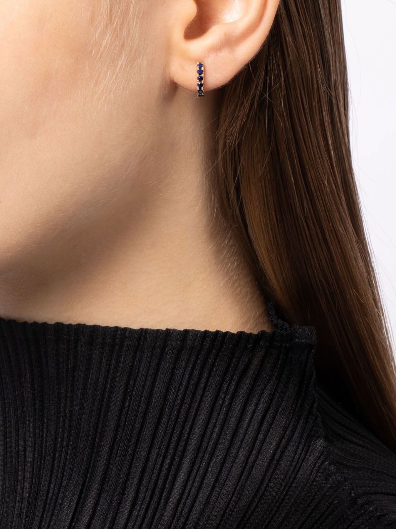 14k Yellow Gold Smiley Sapphire Hoop Earring