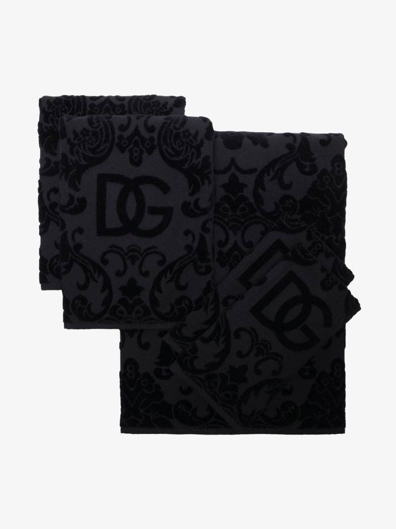 Black Logo Jacquard Towel Set