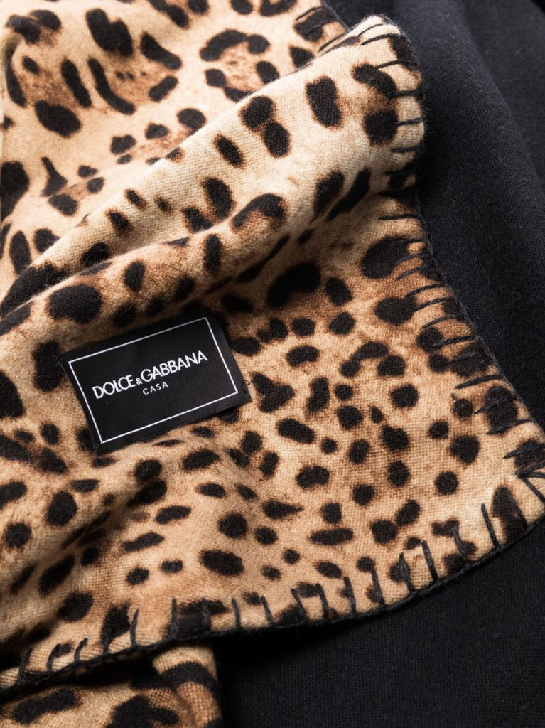Brown Leopard Print Wool Blanket