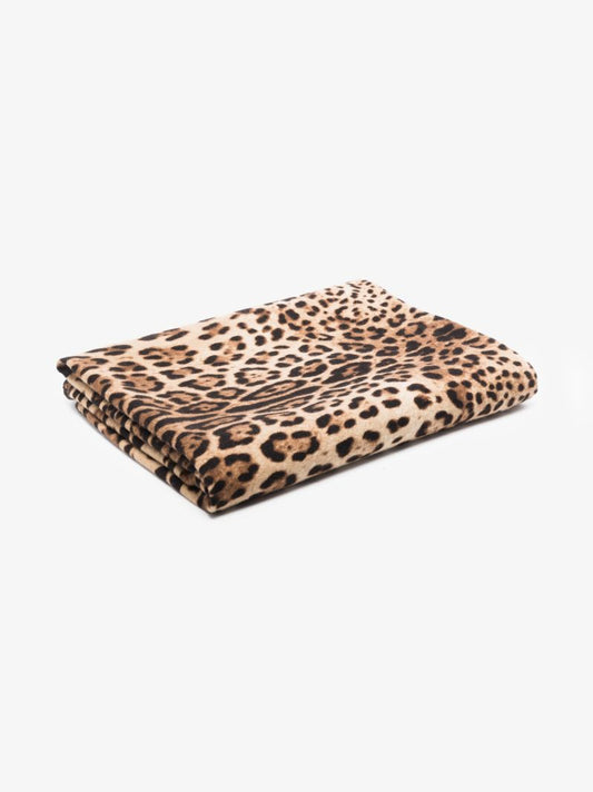 Brown Leopard Print Wool Blanket