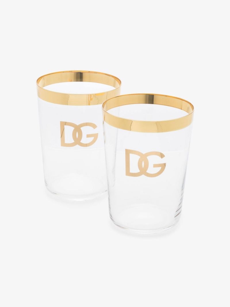 Neutral Set of Two Logo Print Glasses