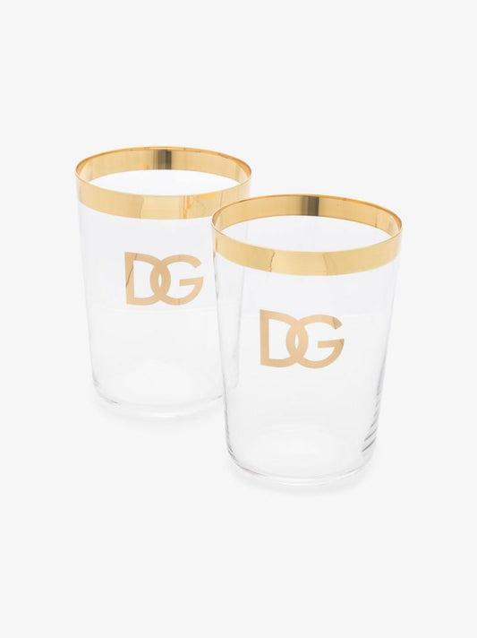 Neutral Set of Two Logo Print Glasses