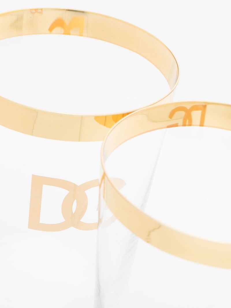 Neutral Set of Two Logo Print Glasses