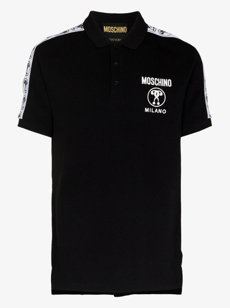 Black Smiley Trim Cotton Polo Shirt