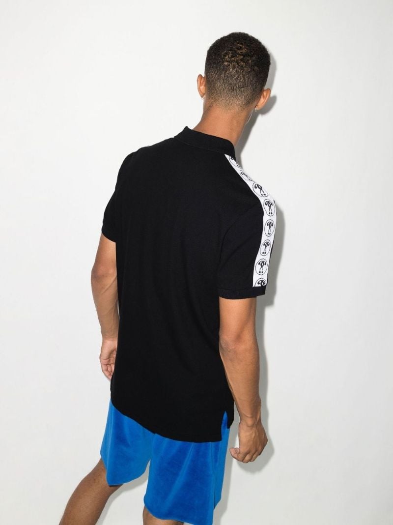 Black Smiley Trim Cotton Polo Shirt