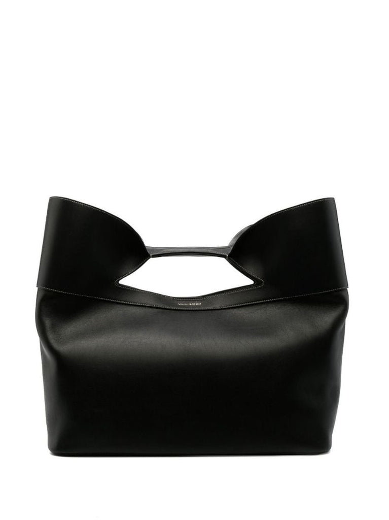Black the Bow Large Leather Tote Bag