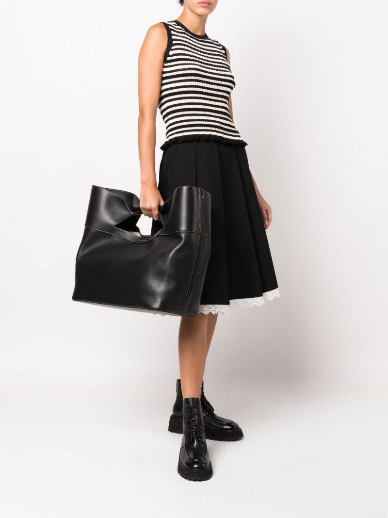 Black the Bow Large Leather Tote Bag