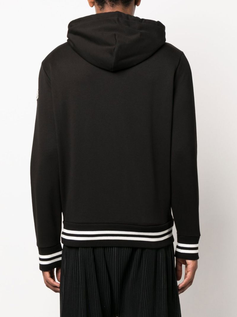 Black Logo Patch Zip-up Cotton Hoodie