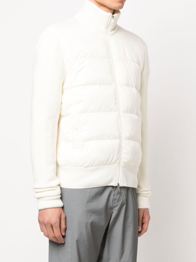 White Padded Virgin Wool Cardigan