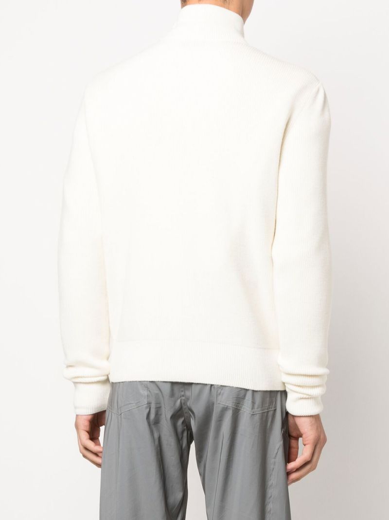 White Padded Virgin Wool Cardigan