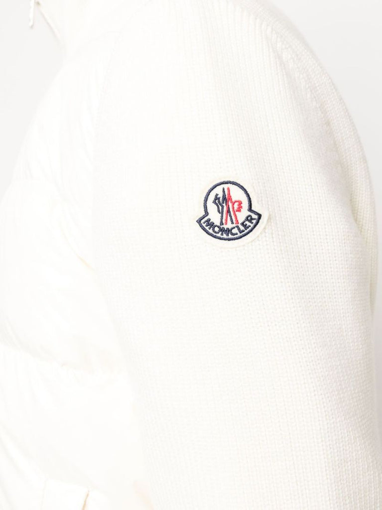 White Padded Virgin Wool Cardigan