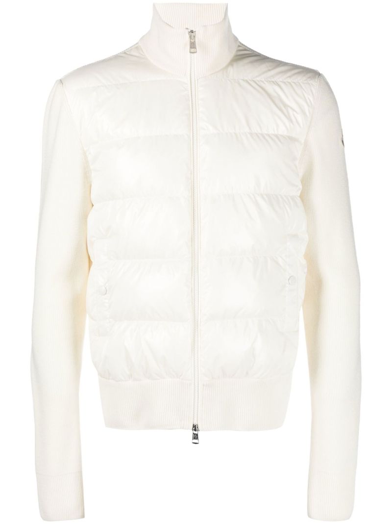 White Padded Virgin Wool Cardigan
